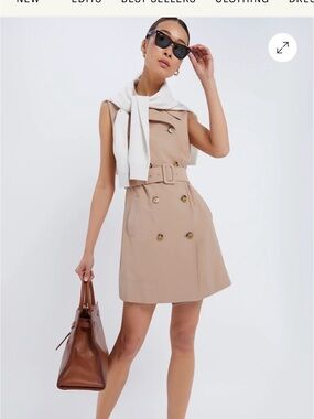 Tuckernuck Beige Trench-Style Belted Mini Dress